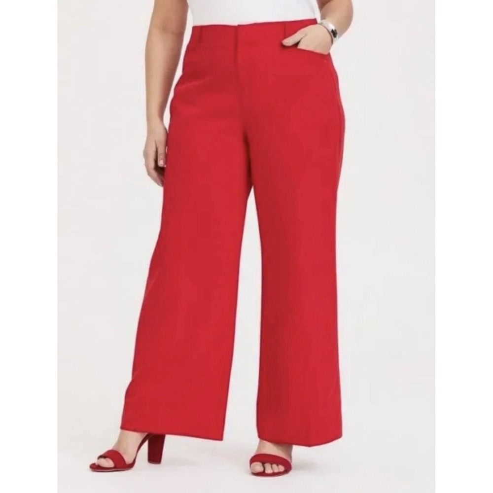 (CL) Torrid Red Wide Leg High Rise Dress Pants Trousers Plus Size 18R